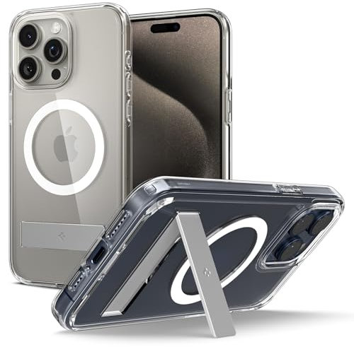 Spigen Ultra Hybrid S MagFit Case for iPhone 15 Pro Max, Compatible with MagSafe Accessories - Crystal Clear