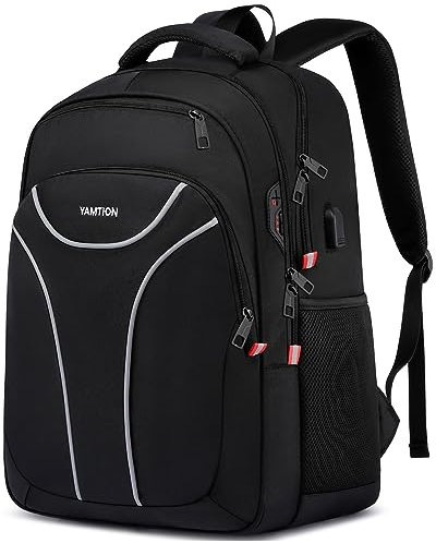 YAMTION Laptop Rucksack Herren und Damen,Schulrucksack Teenager für Jungen Mädchen 18.4 Zoll Laptop Rucksack Schultasche mit USB für Uni Schule Arbeit Business Büro