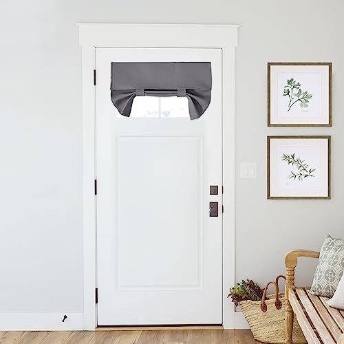 Pony Dance Front Door Window Covering, Blackout Small Door Curtains for Privacy, Half Door Window Curtains Thermal Insulate Covering for Patio Door Glass Door, Grey, 26 inch x 18 inches, 1 Panel