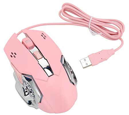 Wired Gaming Mouse, 1200/1600/2400/3600 Adjustable DPI PC Gaming Mice, RGB Backlit Ergonomic USB Optical Mouse with 6 Buttons (Pink)
