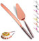 Evanda Wedding Cake Knife and Server Set, Brown Handle and Shiny Rose Gold Head Cake Cutte Pie Server for Everyday, Wedding and Birthdays, Dishwasher Safe