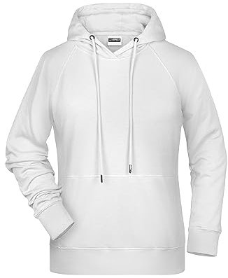 James & Nicholson Damen Kapuzensweat - Hochwertiger Hoody aus Bio-Baumwolle mit tailliertem Schnitt | Farbe: white | Grösse: XL
