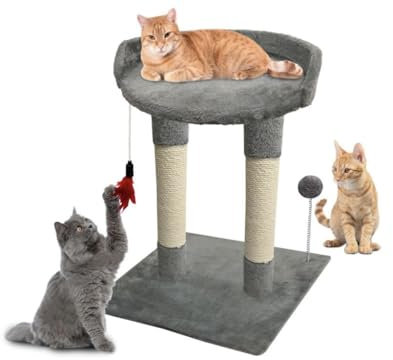 ADEPTNA Large Cat Tree Tower Kitten Activity Tree with Bed and Natural Sisal Wrapped 2 Scratching Posts Playing Relax and Sleep