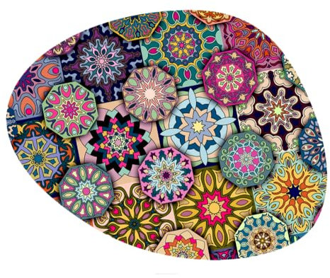 Arco Oval Tischmatte für Tisch mit Aufdruck 36x32 cm - Aufdruck Valencia, mehrfarbige Muster, Bunt - Tischset, Tischdekoration für das Esszimmer, für Esstisch, Küchentisch - Einzigartiges Tischset