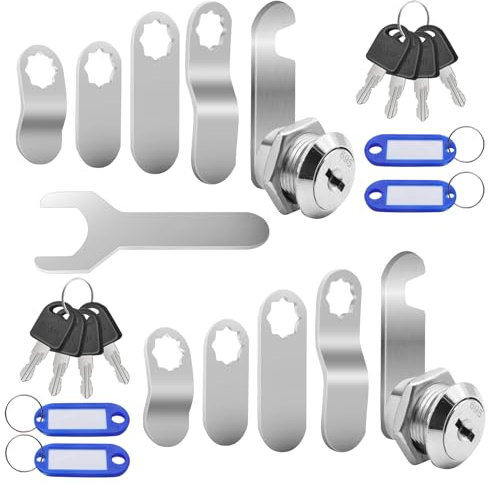 Scettar Cerradura de Buzón 16mm, 2 Cerradura Buzon con 8 Llaves, 10 Placas de Bloqueo, 4 Etiquetas para Llaves, Cerradura de Leva de Armario Fechadura da caixa de correio para Taquilla, Armario, Cajón