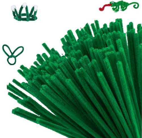 200 Stück Grün Pfeifenreiniger Chenilledraht, Biegeplüsch Basteldraht, Chenilledraht, Biegeplüsch, Für Kreative DIY Kunst- Und Handwerksprojekte Und Partydekorationen (6 Mm X 30cm)