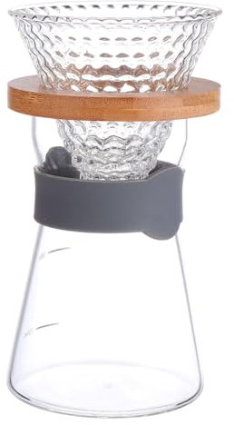Glaskaffeekanne 2 Stück 300ml mit Holz, Silikon und Glas