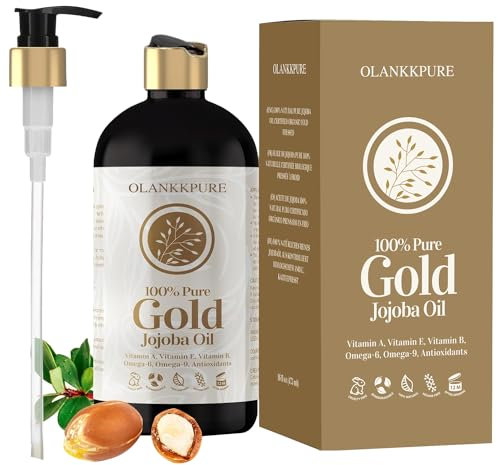 Jojobaöl Bio Kaltgepresst 473 ml, 100% Reines und Natürliches Körperöl für Haare, Haut, Körper und Gesicht – Natürlich Kaltgepresst, Unraffiniert – Hexanfreies Jojoba öl
