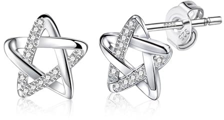 Silber 925 Ohrringe Kleine Ohrstecker Stern Damen, ASH'S CHOICE Sterling Silber 925 Ohrstecker Stern Ohrringe mit Zirkon Stein Strass Knorpel Ohrringe Kleine Glitz Ohrstecker für Damen
