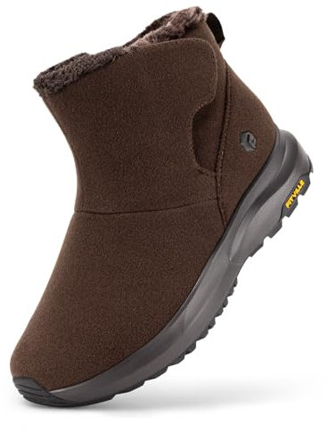 FitVille Botas de Invierno Extra Anchas para Hombre Botas de Nieve con Forro cálido Zapatos Anchas de caña Corta Botas Planas para Exteriores Antideslizantes Marrón oscuro 41 EU Ancho