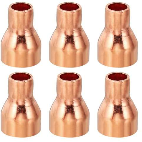 PATIKIL 15mm a 8mm ID Manicotto in Rame, 6pz 99,9% Accoppiamento Riduttore in Rame Puro Raccordi a Pressione Tubi Connettore Adattatore con Connessione a Saldare a Caldo