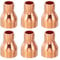 PATIKIL 15mm to 8mm ID Copper Reducer, 6pcs 99.9% Pure Copper Reducing Coupling Pressure Fitting Pipe Tube Connector Adapter with Sweat Solder Connection for HVAC Refrigeration System