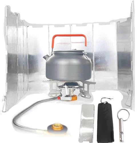 AOMIGT Paravento per fornello a Gas, 10pcs Campeggio Paravento Lega, Alluminio Pieghevole Parabrezza Fornelli, Antivento Pieghevole Alluminio, Campeggio Stufa Parabrezza per Picnic,Campeggio