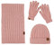 UNNESTAR FLeece Ensemble bonnet écharpe chapeau gants - Bonnet de ski d'hiver écharpes tricotées pour femmes et hommes par temps froid, Rose, taille unique