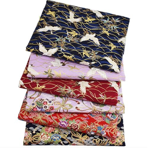 Baumwollstoff Japanischer Stil Patchwork Baumwoll-Stoffpakete mit Blume Muster Bronzing Stoffe zum Nähen Dekostoff Bekleidung Patchwork-Stoff