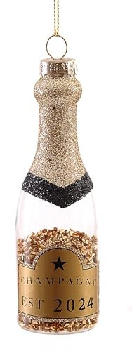 Baumschmuck goldene Champagner Flasche - Gold Champagne Sekt Baumkugel, Weihnachtsdeko, Christbaumkugel
