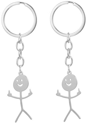 Nogeqi Deux Pièces Doigt d'Honneur Porte Clef Couple, Porte Clé Fuck, Porte-Clés Cadeaux Amusants, Porte Clef Drole Marrant Cadeau, Pendentif Pour Un Bon Ami Argent