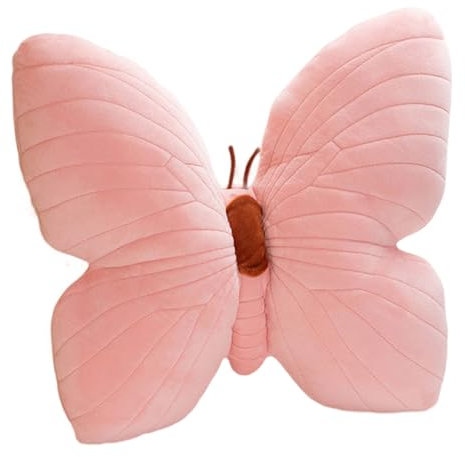 dwxnauixl Cozy Nap Companion Niedliches 3D Schmetterlingskissen zum Kuscheln, Plüsch Schmetterlingsförmiges Füllkissen, Plüschkissen, Rosa, 40cm