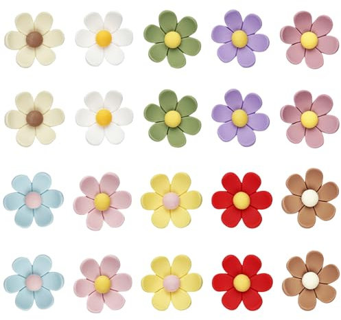 Comzantor 20 Stück 3D Blumen Magnete Kühlschrank, Kühlschrankmagnete, Bunt Starke Magnettafel, Kühlschrankmagnet Dekorative, für Schließfach Whiteboard Pinnwand Tafel Büro Dekor, 10 Farben Groß