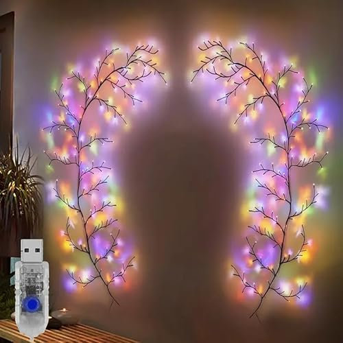 Willow Branch 96 LEDs Lights String 6Ft Bendable 8 Colour Mode Mulitcolour Lighting Vine Garland Fairy Light Bulb Chain