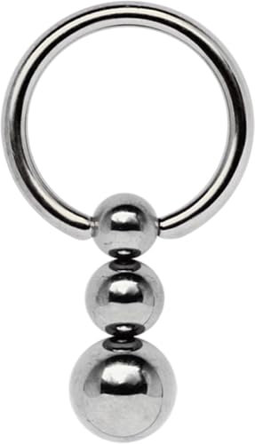 Titan Piercing Klemm Ring in 1,6 x 8 mm mit Dreier-Klemmkugel in 4/5/6 mm