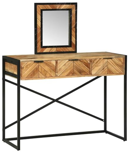 vidaXL Dressing Table Brown 100 x 40 x 120 cm Solid Acacia wood, Modern Bedroom Storage, Rectangular Makeup Station, Wooden Dressing Table, Stylish Vanity Desk, Compact Functional Dresser
