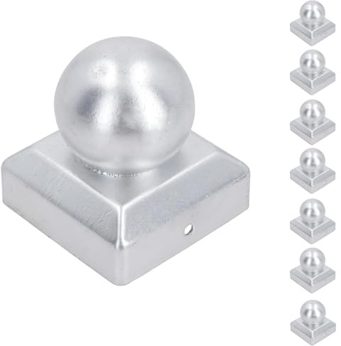 Metal Fence Post Caps Round / Ball 75mm x 75mm Protector Cover Silver 8pc