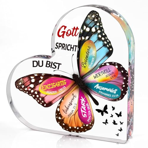 Kommunion Geschenke für Mädchen - Acryl Schmetterling Briefbeschwerer, Christliche Geschenke für Frauen Freundin Kollegen Schwester Mama zum Ostern Weihnachten Geburtstag