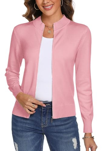 Aottori Cardigan Donna con Zip Maniche Lunghe Elegante | Maglione Cerniera Leggero, Giacca in Maglia, Golfino, Pullover Aperta Casual, per Primavera Autunno Invernale