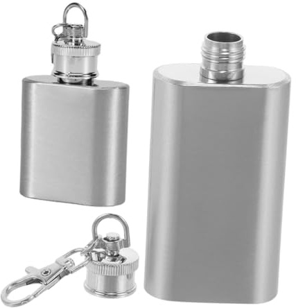 DIYEAH 2piezas Frasco De Vino De Acero Inoxidable Mini Petaca Portátil Con Mosquetón Para Whisky Vino o Agua Para Senderismo Camping y Picnic Como Llavero