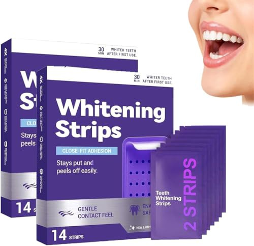 Purple Teeth Whitening Strips,Gentle Surface Stain Reduction & Natural Shine, Teeth Brightening Kit,Daily Portable Brightening Purple Strips for Teeth, Instantly Brighten Your Smile (2 Box)