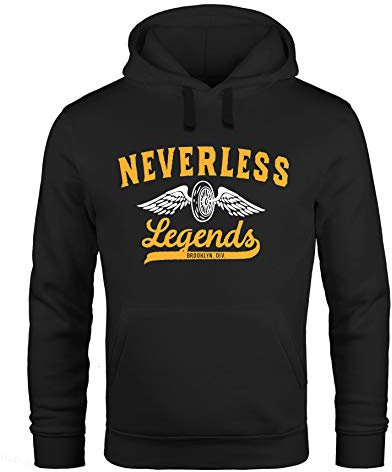Neverless Hoodie Herren Biker Legends Sweatshirt Kapuze Kapuzenpullover Sweater Männer schwarz 3XL