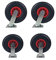 4 Sackkarrenräder, 2 x mit kugelgelagerter Lenkrolle, 2 x mit Bockrolle, Gummirad 3.00 – 4, Kunststofffelge m. Rollenlager, Tragkraft 136kg, ø=260mm, für Achs-ø=20mm, HKB, Artikel-Nr. 20195