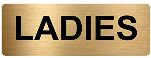 METAL Aluminum Ladies Toilet Sign-TEXT ONLY-Brushed GOLD -Toilets Lavatory,Restroom Door Notice Office Shop Home Warehouse School Toilets