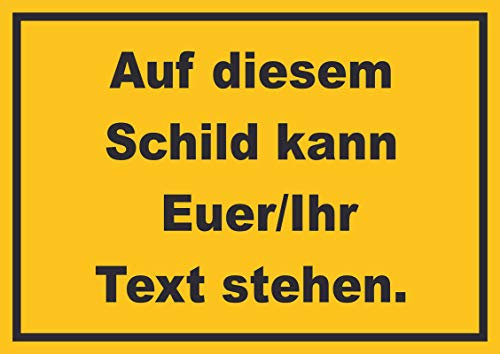HB-Druck Schild mit Wunschtext waagerecht Text schwarz Hintergrund gelb A5 Rückseite selbstklebend