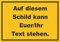 Schild mit Wunschtext waagerecht Text schwarz Hintergrund gelb A5 Rückseite selbstklebend