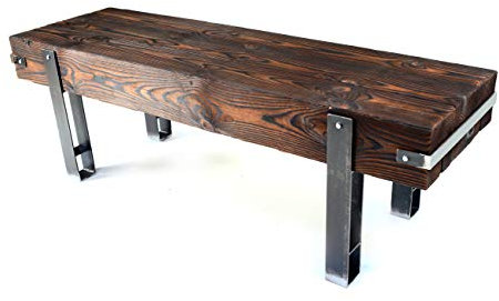 CHYRKA® Bank Sitzbank Massiv-Holz Brody Loft Vintage Bar Industrie Design Handmade Holz Metall (28 cm x 100 cm h=45 cm)