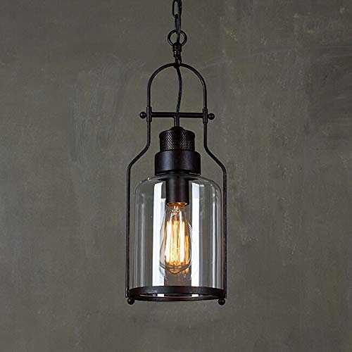 E27 Esstisch Pendelleuchte Vintage Hängeleuchte Retro Edison Loft Höhenverstellbar Retro Pendellampe Rost Farben Eisen und Glas Lampenschirm Hängelampe für Wohnzimmer Kücheninsel Esszimmer Bar