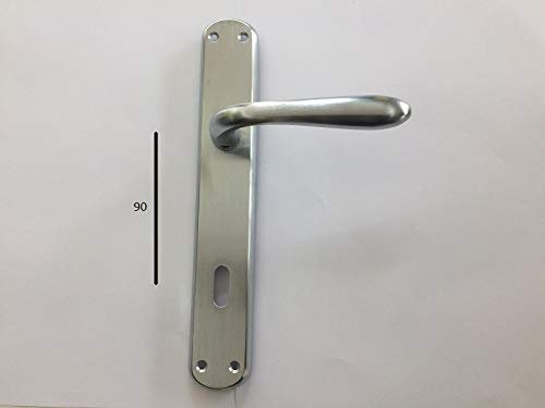 MANIGLIA PER PORTA SIDNEY 1126 P IN MARITECH CROMO SATINATO, FORO PATENT, CON PLACCA INTERASSE MM.90 COMPLETA PER UNA PORTA DENTRO+FUORI, CON MOLLA DI RITORNO VITI DI FISSAGGIO COMPRESE
