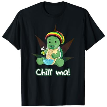 Chill ma Bong Kiffer T-SHIRT Cannabis Schildkröte rauchen T-Shirt