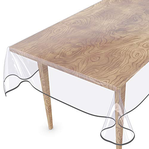 Tischdecke Transparent abwaschbar Durchsichtig Folie mit Saum in Grau 280x140cm 0,5mm