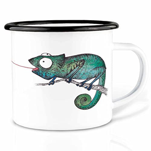 Ligarti® Taza esmaltada (ligera y resistente) | Taza de diseño, taza de camping refinada a mano en Alemania | Taza de café, taza esmaltada