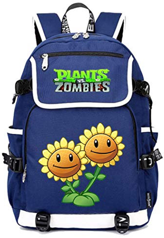 WANHONGYUE Plants vs. Zombies Game Cosplay Schoolbag Rucksack 15.6 Laptop Backpack with USB Charging Port Blue / 8