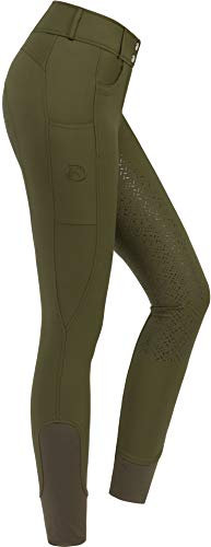 RIDERS CHOICE High Waist Vollbesatzreithose, Damen Reithose mit Silikonvollbesatz und Handytasche - RidersDeal Collection für Reiter, Forest Night, Gr. 32