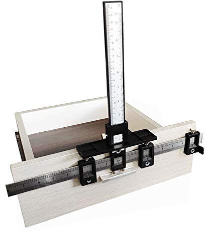 Fafeicy Cabinet Hardware Jig mit 410 mm Messbereich, Punch Locator mit verstellbarem Griff, für die Holzbearbeitungsführung, Installation der vorderen Tür- und Schubladenknöpfe