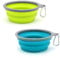 SLSON 2 Stück Hundenäpfe Faltbare Reiseschale,Auslaufsichere Hundenapf mit Bergsteigerkarabiner für Katzen,Hunde und Haustiere für Wasser und Futter (350ml, See blau und Gelbgrü)