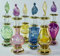 Egyptian Mouth Blown Glass Genie Perfume Bottles - Set of 6 Miniature Bottles (5 cm) With Handmade Gold Decorative Design for Essential Oils