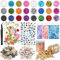 KKSJK Epoxidharz Zubehör Set mit Glitzer, Pailletten, Trocken Blumen, Goldfolie, Muscheln, Zahnräder, Pinzetten, für Harz Handwerk und Nagelkunst Dekoration
