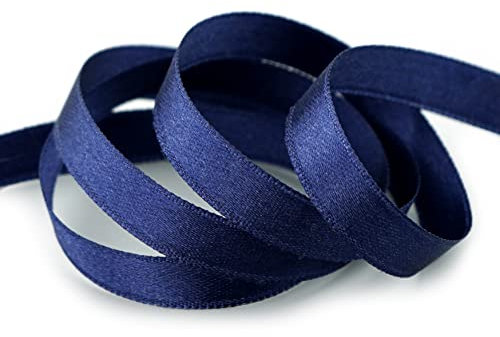 finemark 25 m x 10 mm Satinband DUNKELBLAU (624) doppelseitiges Schleifenband aus Satin ohne Draht weich und glänzend Geschenkband Deko Band Double face Dekoband Dekorieren Basteln