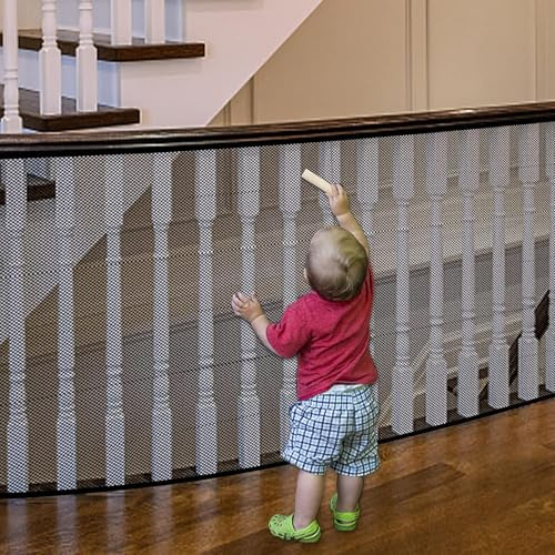 Treppennetz, Babygitter für Treppen ohne Bohren, Baby-Sicherheits-Treppengeländer, 5,5 m L x 0,8 m H, Baby-Sicherheitsnetz, Balkongeländer, Treppennetz für Kinder, kleines Haustier, Spielzeug, drinnen